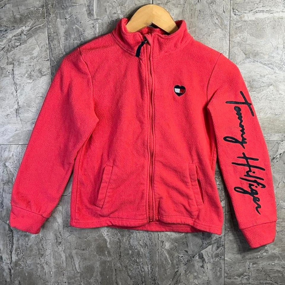 Tommy Hilfiger Pink Fleece full zip jacket Kids Medium 8-10 Girls #kidsfashion
